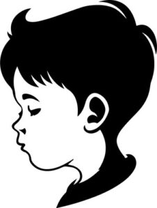 Head of boy in profile
