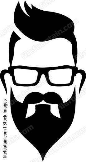 Hipster head with beard and glasses