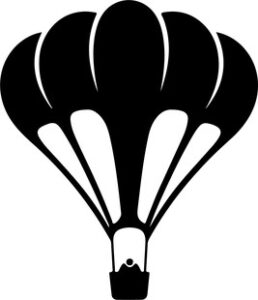 Hot air balloon with person in basket
