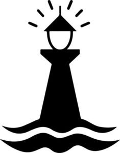 Light guiding tower by sea