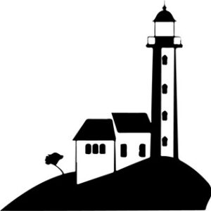 Light House Town And Sailing Boat