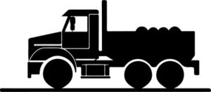 Lowboy Truck Hauling A Gardbage Truck