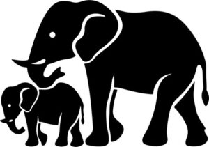 Mama And Baby Elephant