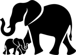 Mama And Baby Elephant