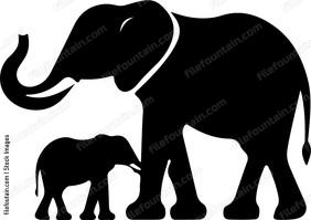 Mama And Baby Elephant