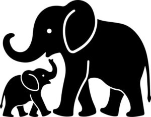 Mama And Baby Elephant