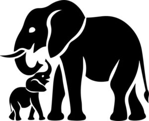 Mama Elepahant With Baby