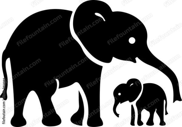 Mama Elephant And Baby