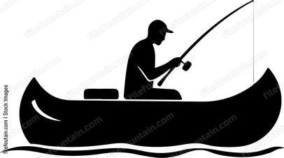 Man Fishing On A Rubber Boat