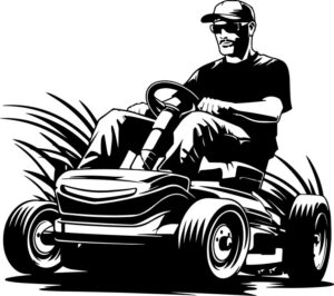man riding zero turn lawn mower