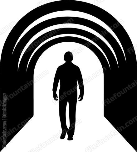 Man Walking In Tunnel