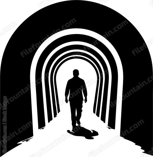 Man Walking In Tunnel