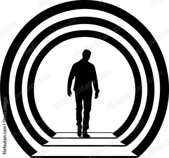 Man Walking In Tunnel
