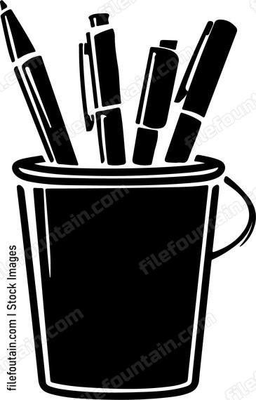 Metal Cup With Pens
