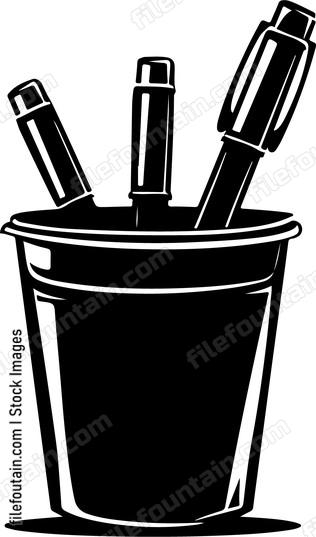 Metal Cup With Pens