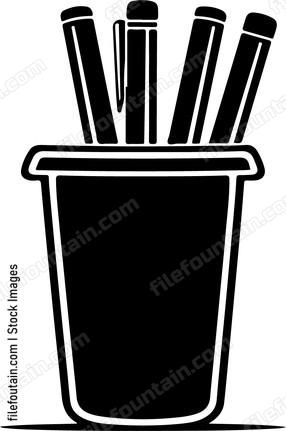 Metal Cup With Pens