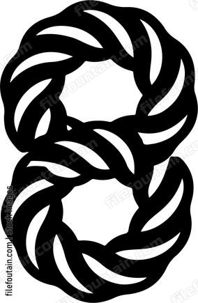Number eight made of rope