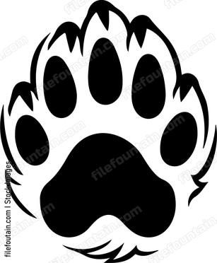 Paw print with fur