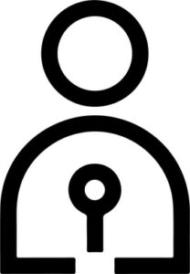 Person with keyhole outline