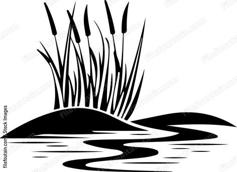 River Reeds Cut Out Reeds and river silhouette Logo Vector Design - FileFountain