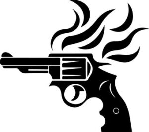 Revolver with flames