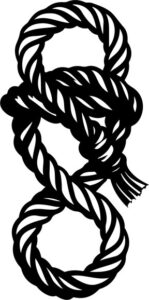 rope tied in figure eight knot