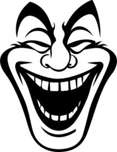 scary laughing clown face
