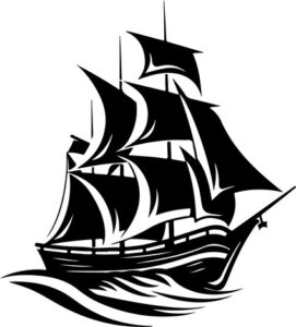Ship With Sails Nautical Design