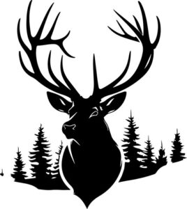 silhouette of deer head with trees