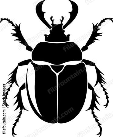 silhouette of horned beetle