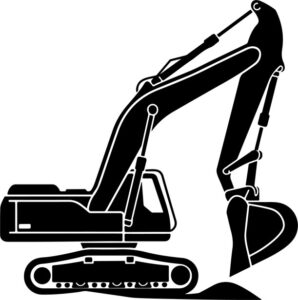silhouette of mechanical digger