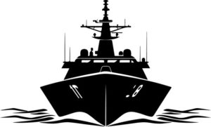 silhouette of warship