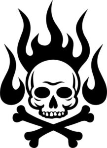 Skull Bones Flaming Pirate