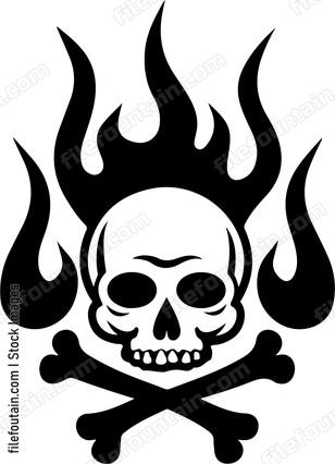 Skull Bones Flaming Pirate