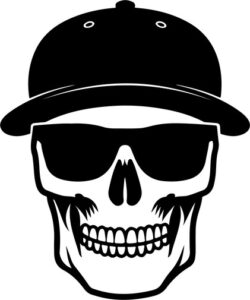 Skull In Cap And Suglasses