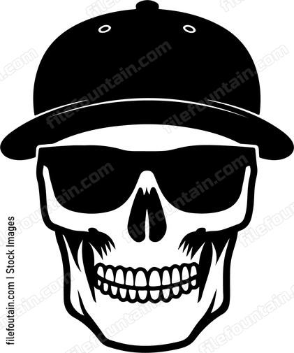 Skull In Cap And Suglasses