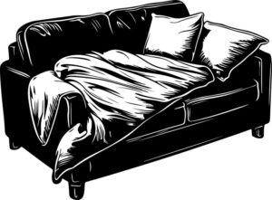 Sleeping Sofa With Pillow and Blanket