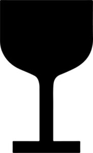 This side up fragile glass