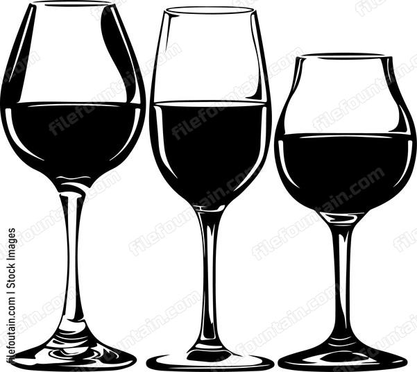 Three filled wine glasses