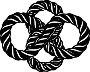 Three interlocked rope circles