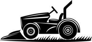 Tractor cutting grass