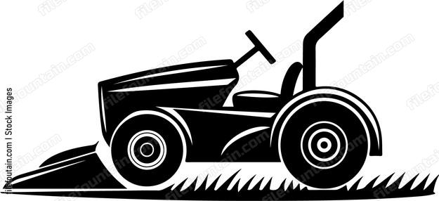Tractor cutting grass