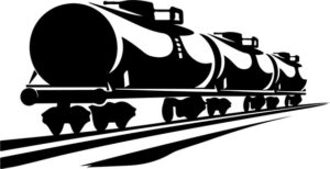 Train with oil tanker cars