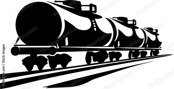 Train with oil tanker cars