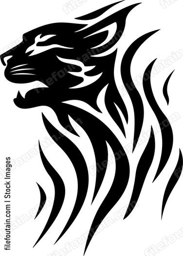 Tribal cat head flames