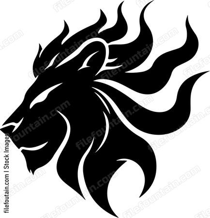 Tribal lion head side profile