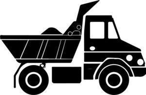 Truck dumping bed full of dirt