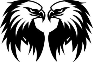 Two facing eagle heads