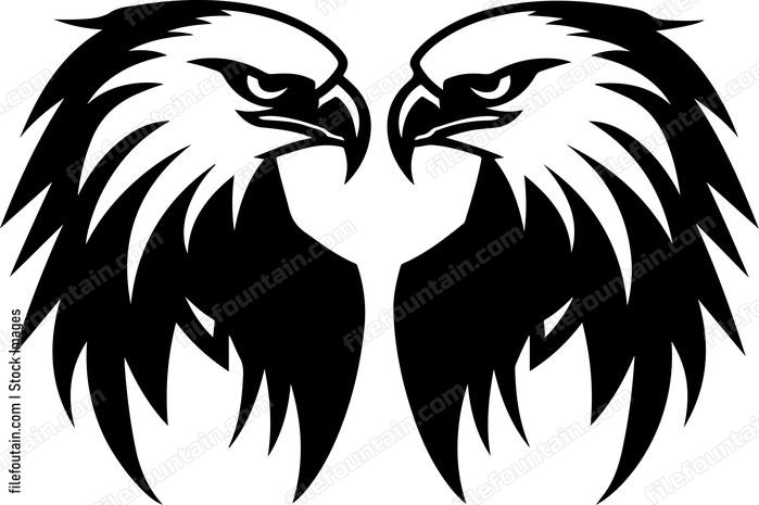 Two facing eagle heads