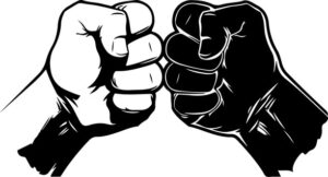 Two fists bumping